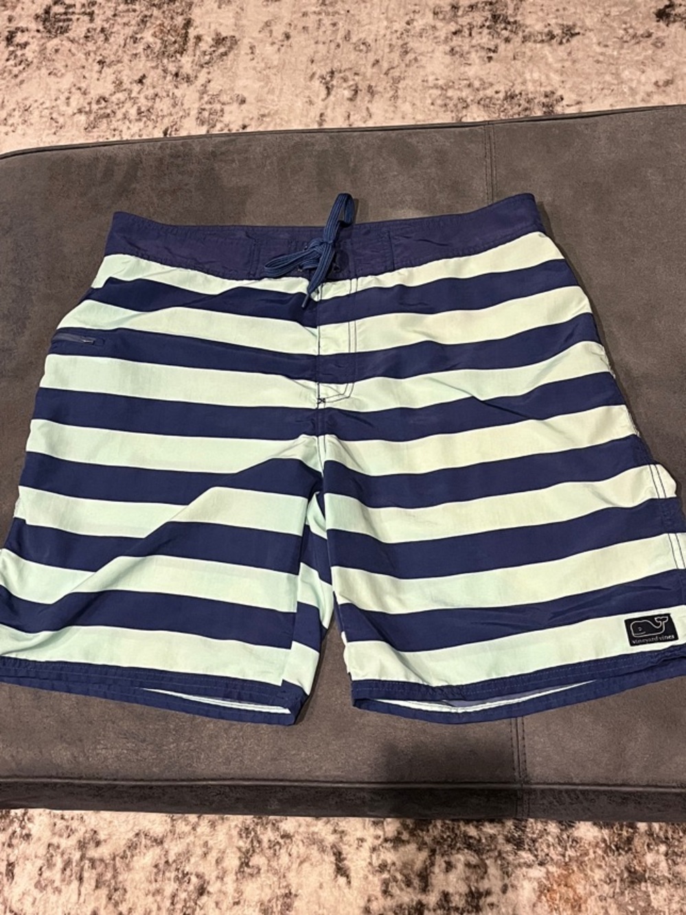 Vineyard Vines Navy and Light Blue Horizontal Stripe Board Shorts